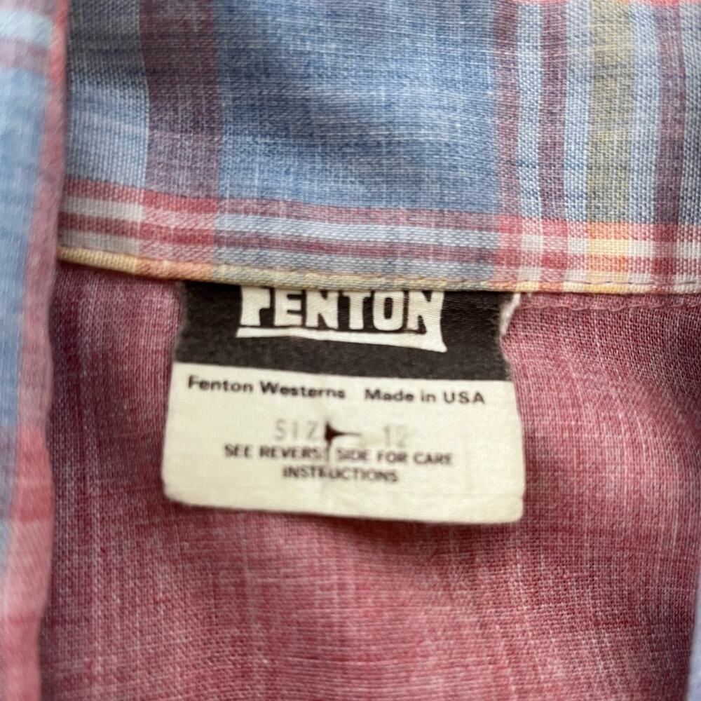 Vintage Pastel Western Pearl Snap Shirt Pink and Blue Plaid Fenton - Picture 14 of 14